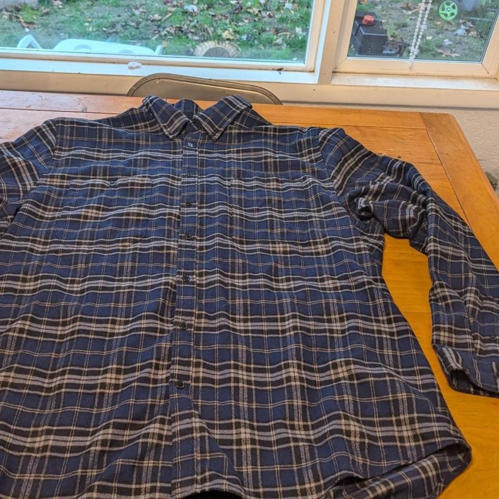 Thick Good Counsel‎ blue and white plaid button-down shirt